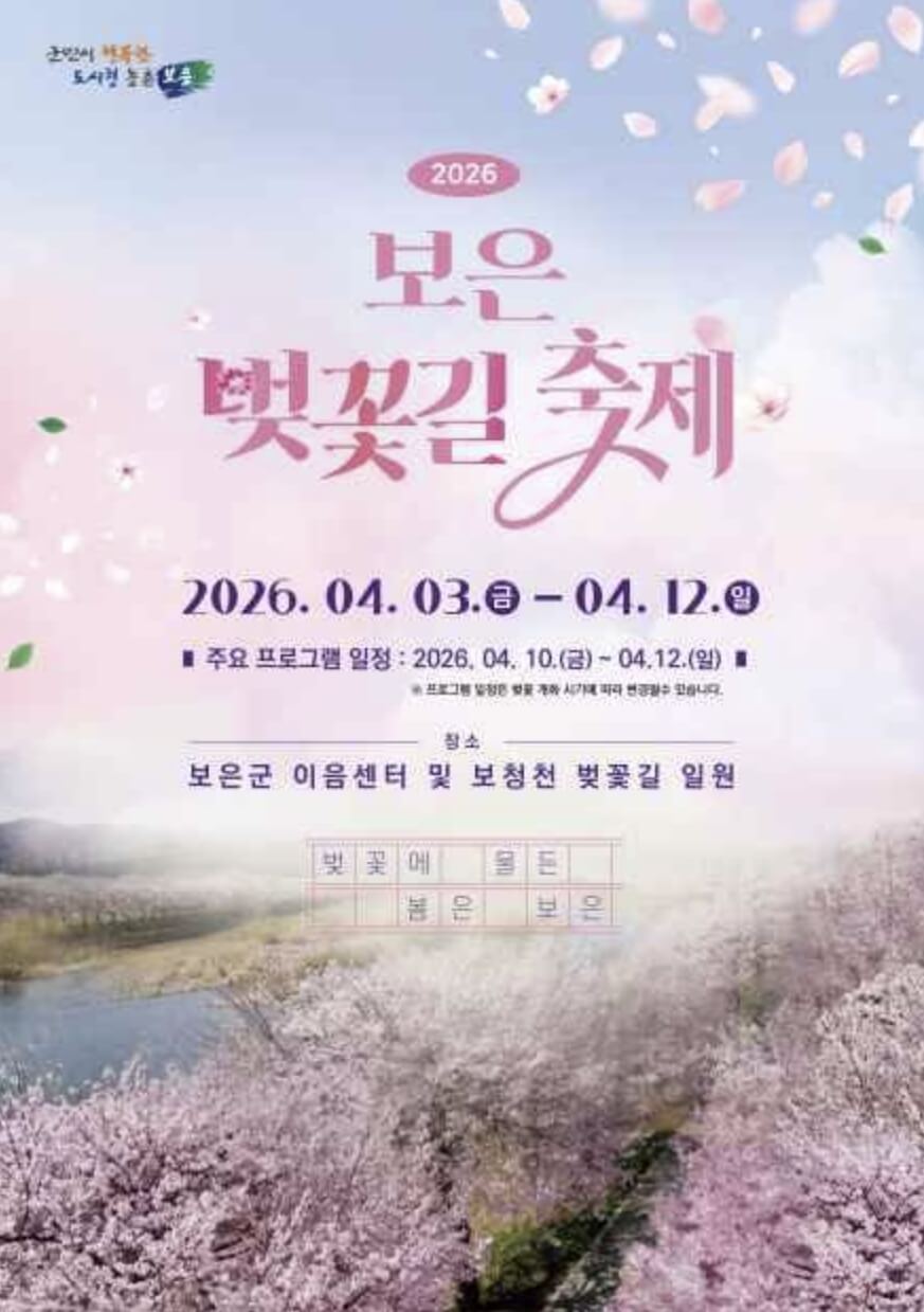 보은 벚꽃길 축제 2026 완벽 가이드