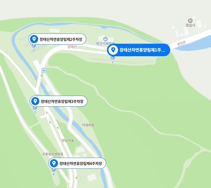 장태산자연휴양림-주차장위치도