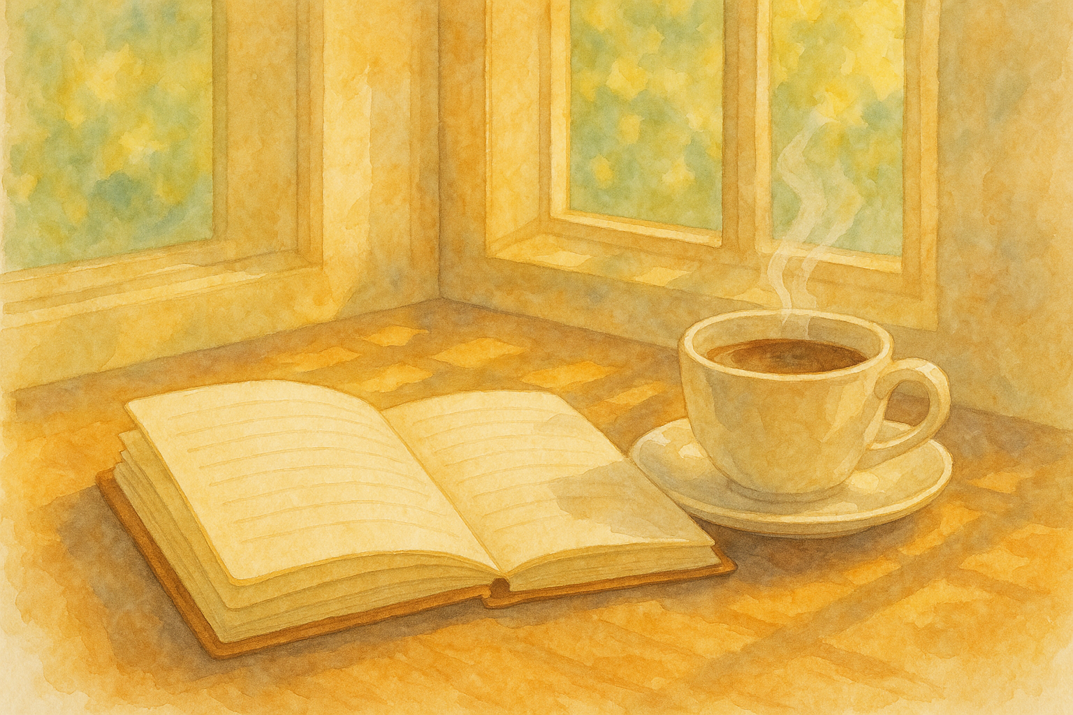 햇살 속 창가의 평온한 순간