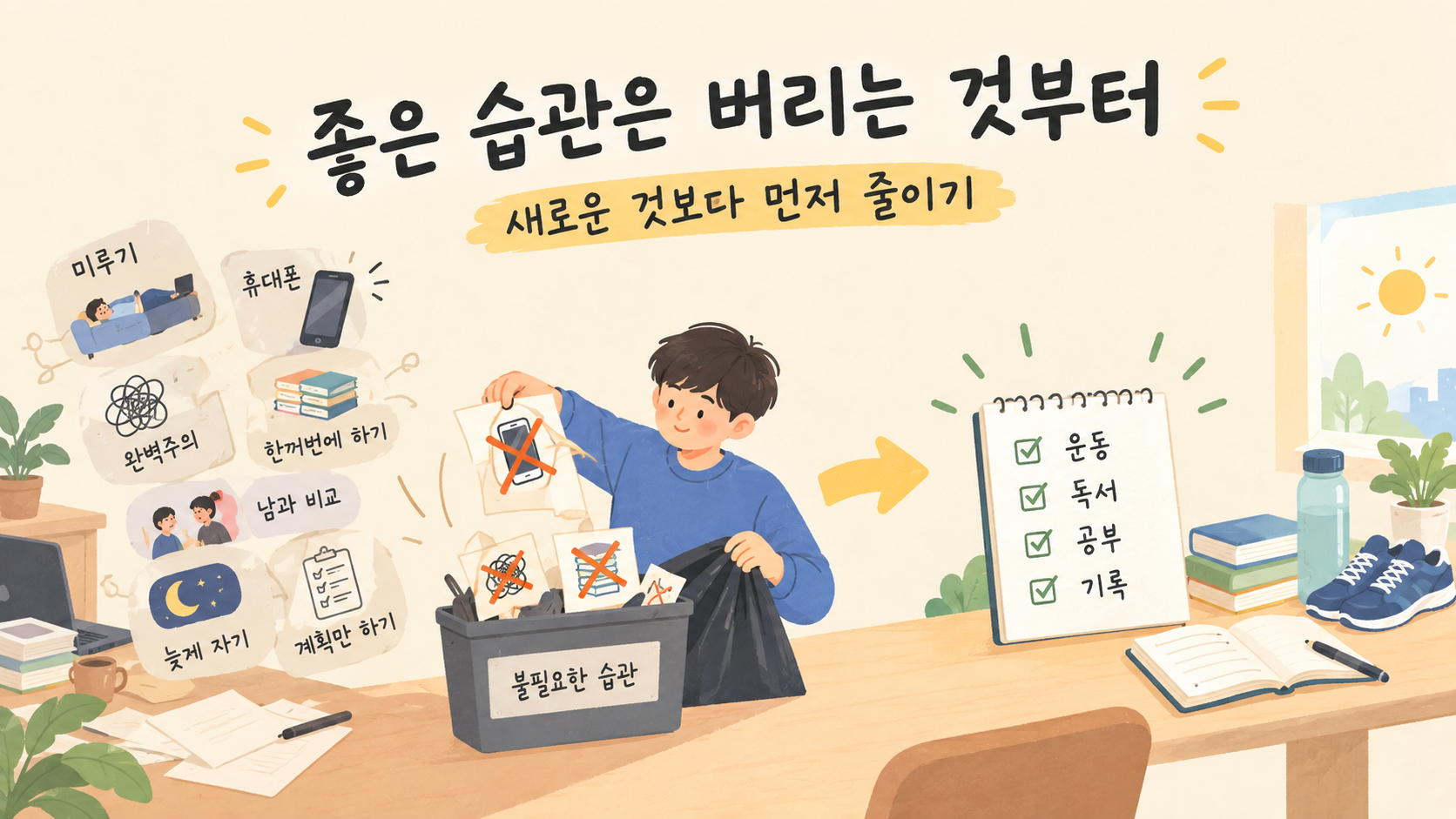 좋은 습관을 만들기 전에 먼저 버려야 할 습관 7가지|새로운 것보다 중요한 줄이는 것