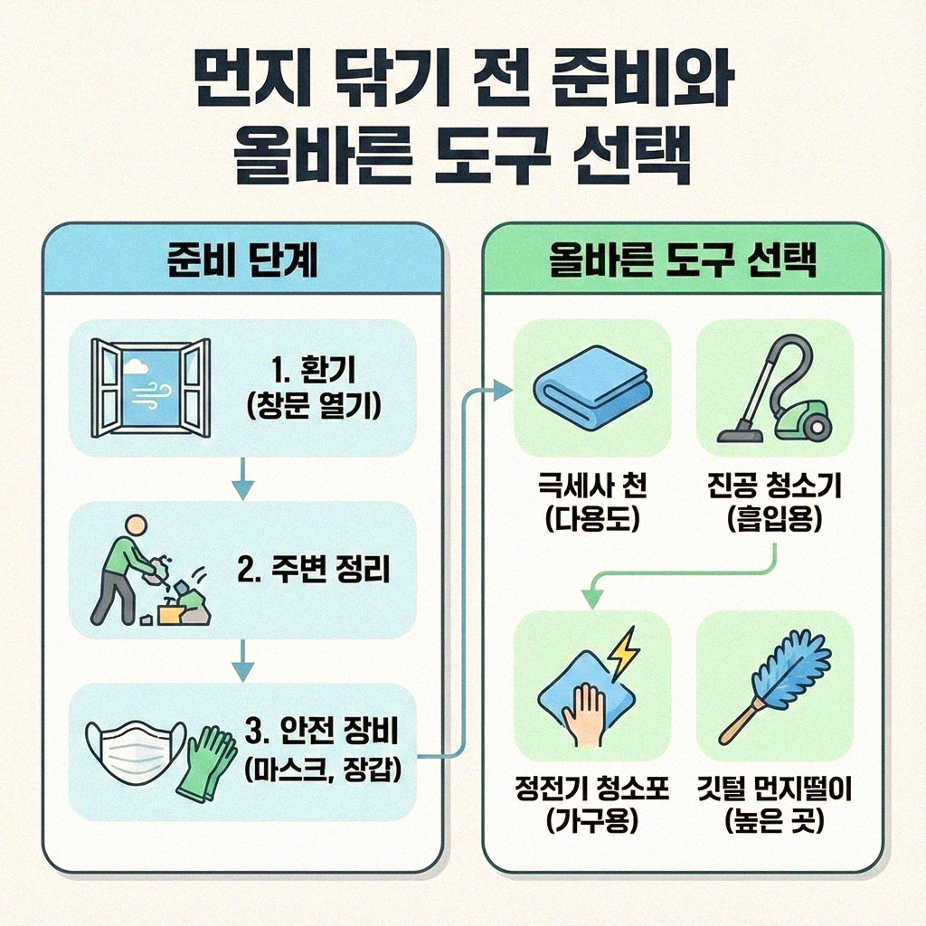 거실 테이블 정리 전 먼지 닦기 간단 팁