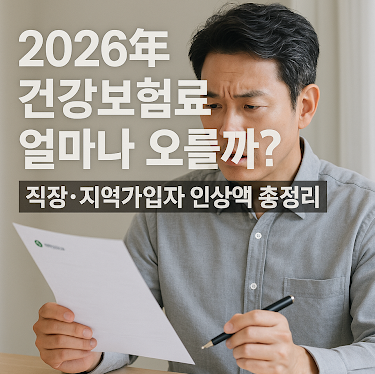 2026년 건강보험료 인상, 직장, 지역 가입자 이렇게 달라집니다