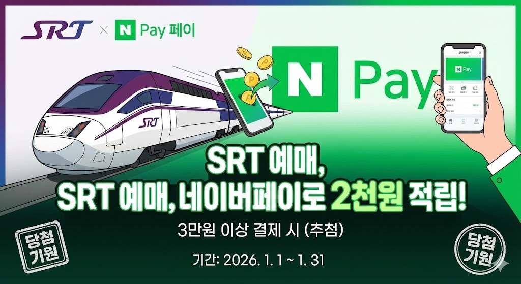 2026년 1월 SRT 승차권 네이버페이 결제 이벤트 안내 포스터