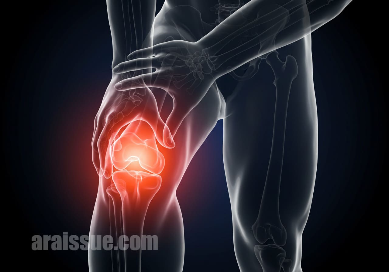 만성염증으로 고통받는 사람의 표정과 염증 부위