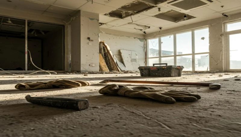 점포 철거 작업 중인 폐업 상가의 내부 모습