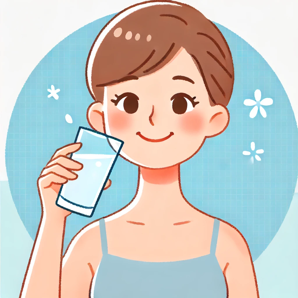 건강하게 물마시는 모습