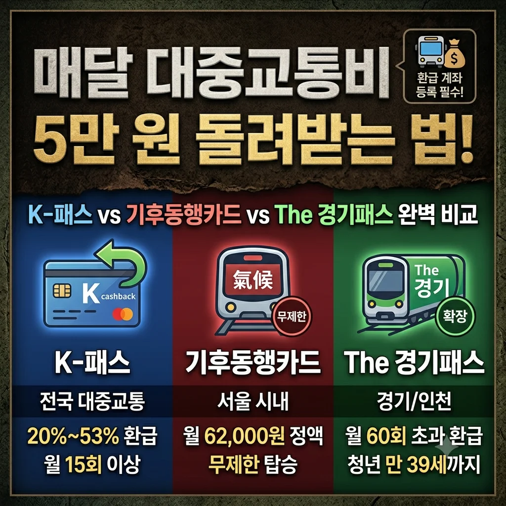 K-패스 대중교통비 최대 53퍼센트 환급 및 기후동행카드 비교 총정리