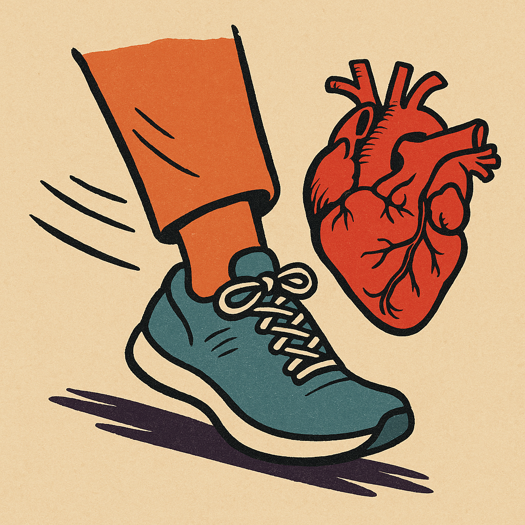 빠른 걸음을 상징하는 심장과 발걸음