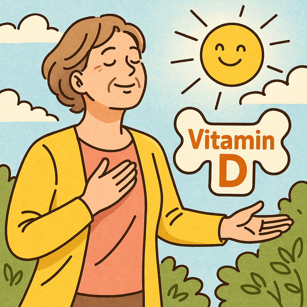 햇볕을 쬐는 중년 여성