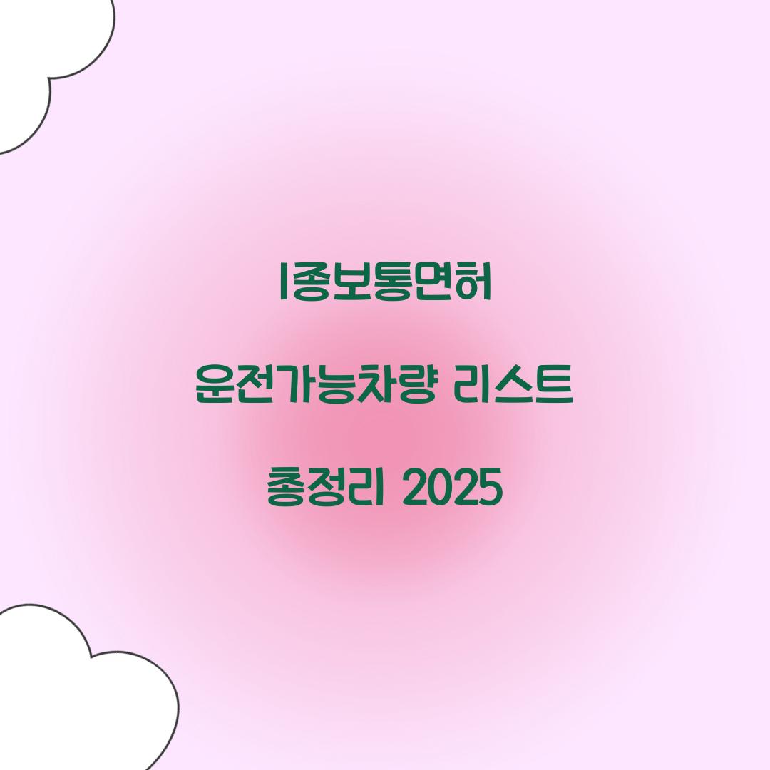 1종보통면허 운전가능차량 리스트