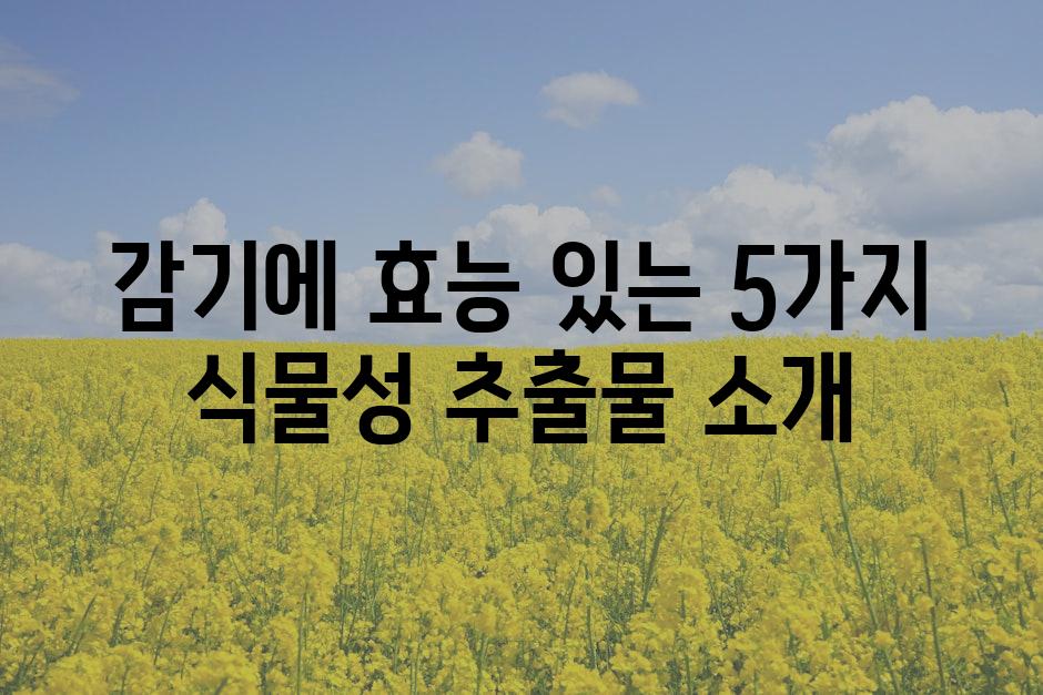 감기에 효능 있는 5가지 식물성 추출물 소개