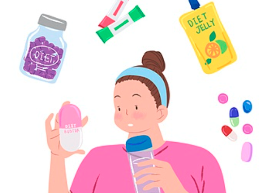 운동하는 여자와 다이어트 영양제