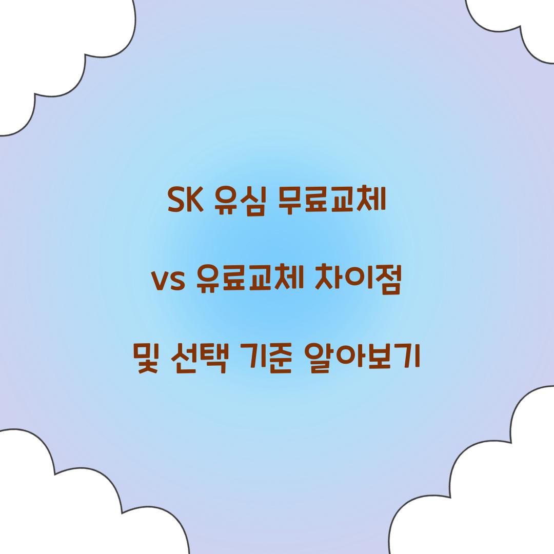 SK 유심 무료교체 vs 유료교체: 차이점과 선택 기준