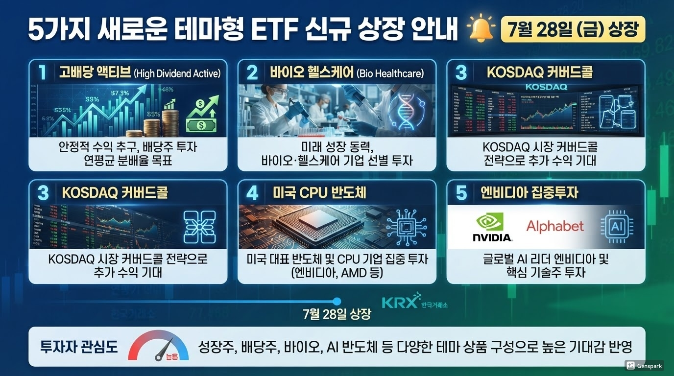 신규 ETF 5종 상장! 고배당 액티브부터 엔비디아 ETF까지 한눈에 정리