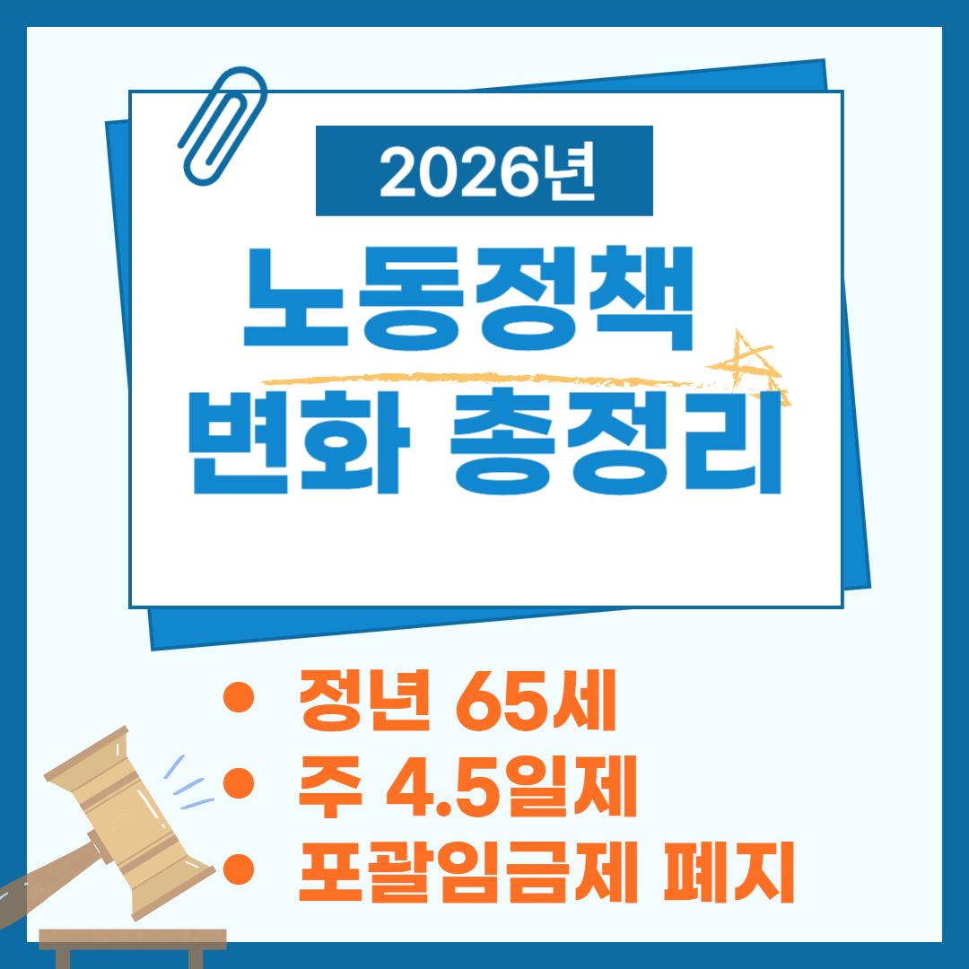 2026년 노동정책 변화 총정리: 정년 65세&middot;주 4.5일제&middot;포괄임금제 폐지썸네일