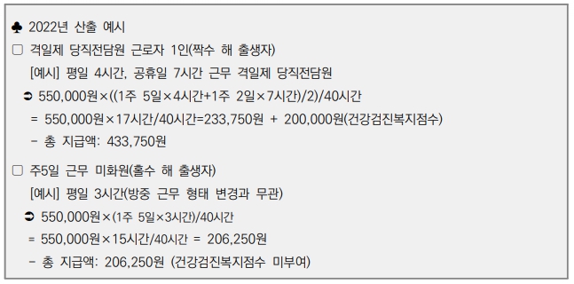 맞춤형 복지 산출 예시