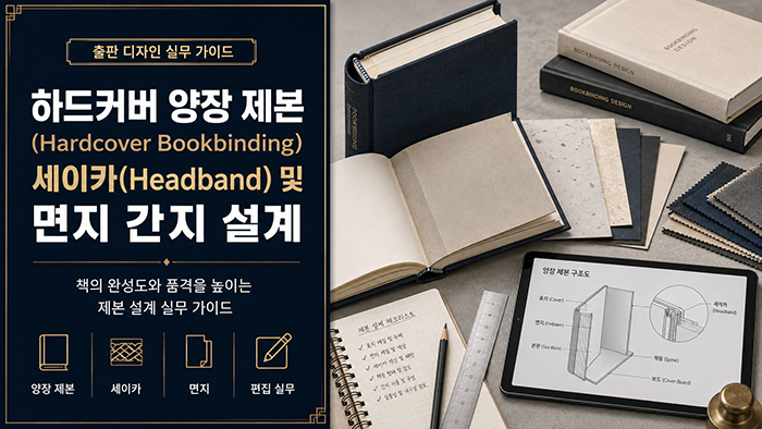 하드커버 양장 제본(Hardcover Bookbinding) 세이카(Headband) 및 면지 간지 설계