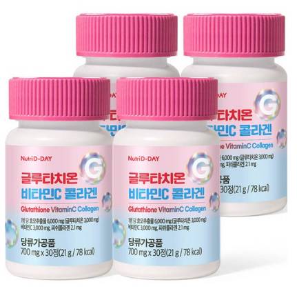 뉴트리디데이 글루타치온 비타민C 콜라겐 21g, 30정, 4개