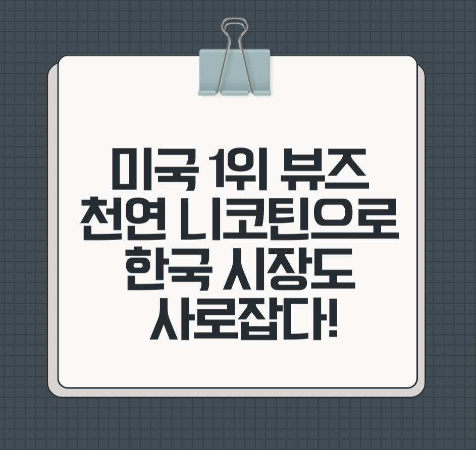 미국 1위 뷰즈(VUSE), 천연 니코틴으로 한국 시장도 사로잡다!