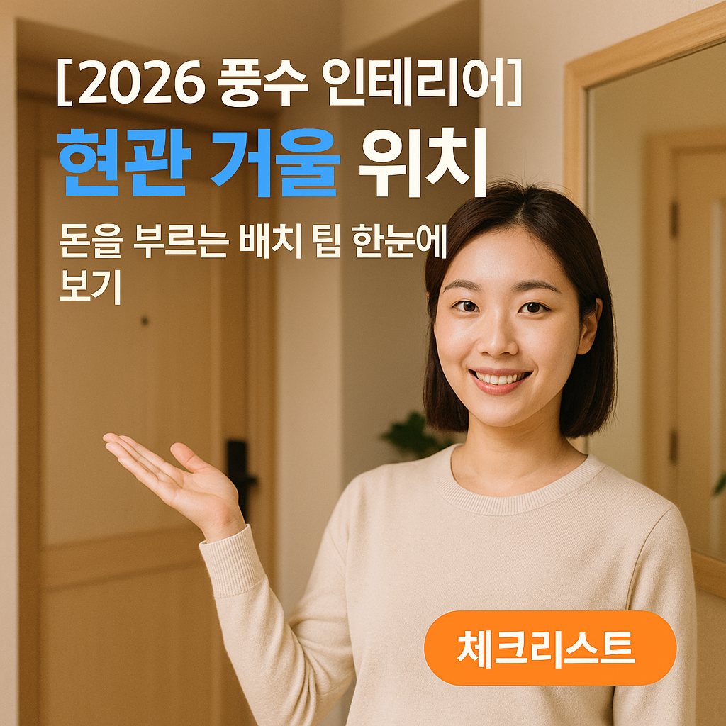 [2026 풍수 인테리어] 현관 거울 위치 ｜ 돈을 부르는 배치 팁 한눈에 보기