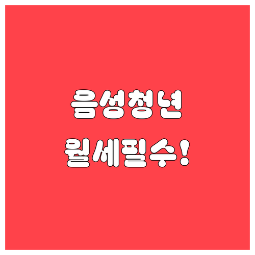 2026 음성군 청년 월세 지원 소득..