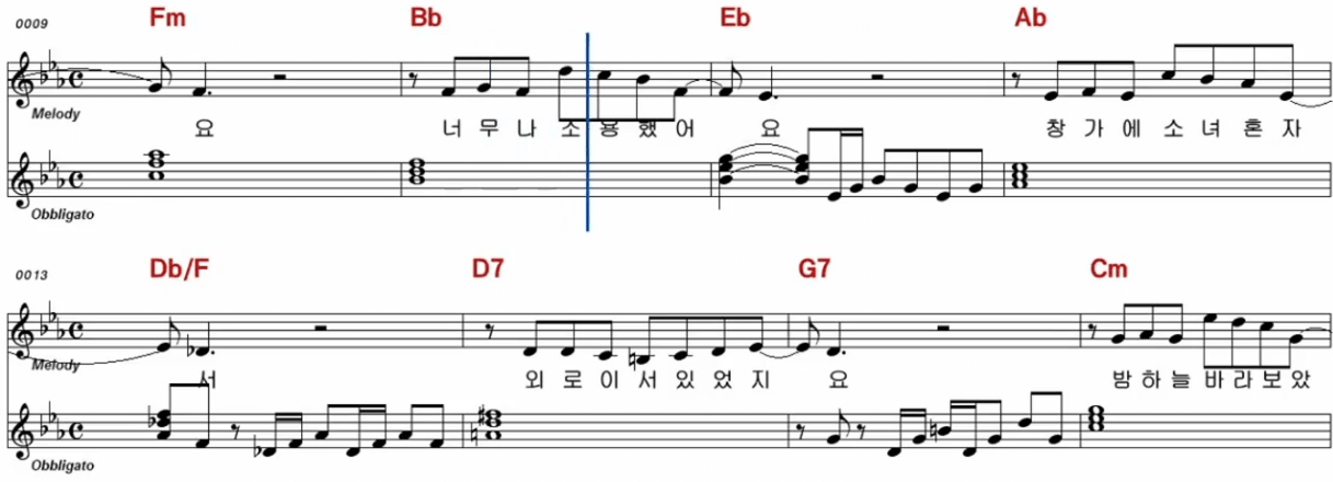 진미령 - 소녀와 가로등 악보