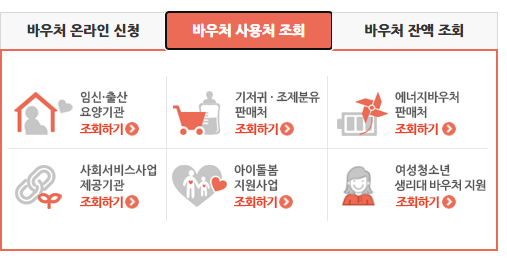 임신 바우처 사용처 조회