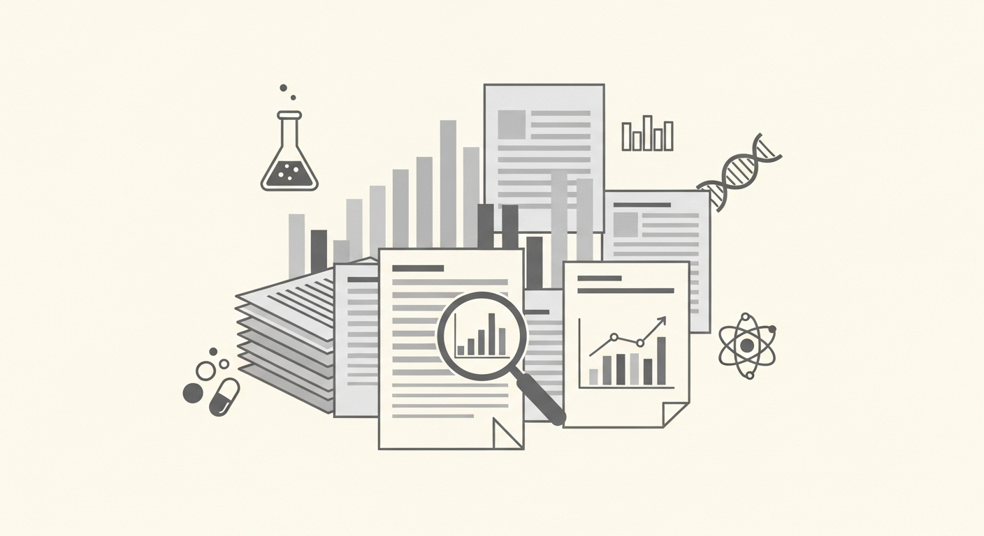 연구-논문-막대-그래프-돋보기-그리고-건강보조-식품에-대한-다양한-연구-결과를-나타내는-중립적인-과학-아이콘을-보여주고-있습니다.