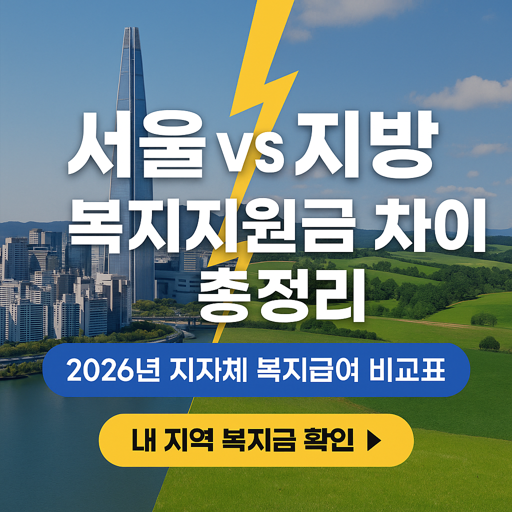 놓치면 손해! 2026년 지자체 복지급여 비교표 (서울&middot;부산&middot;광주&middot;강원)
