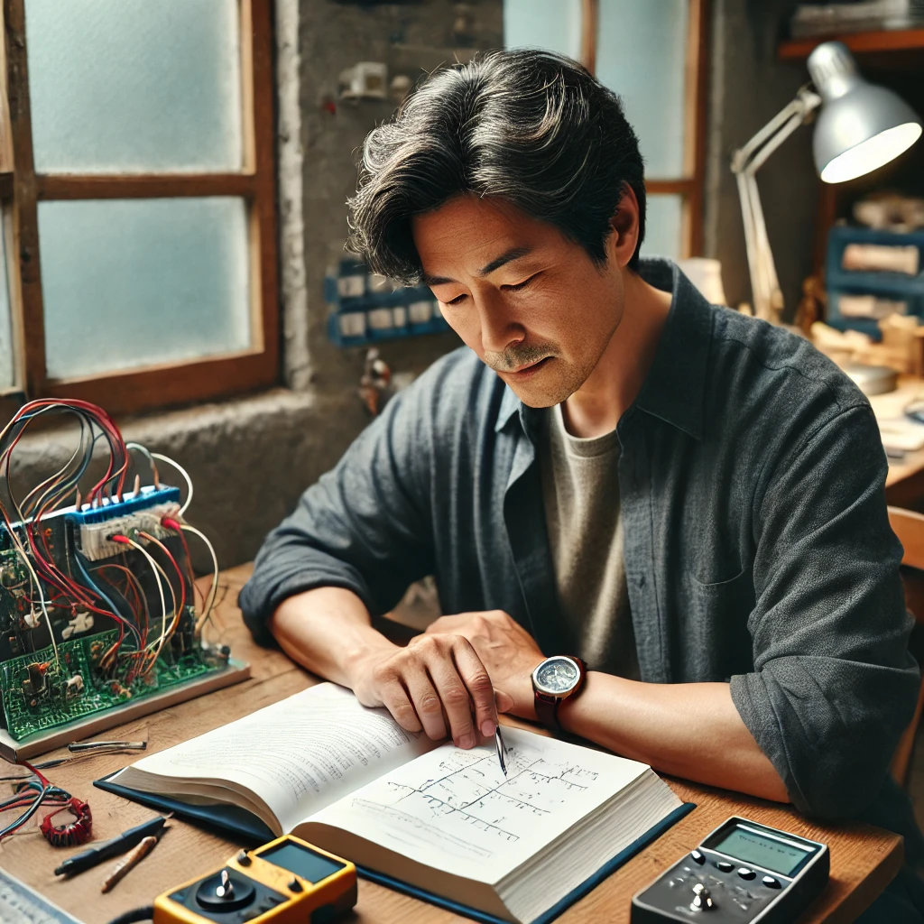 중년의 전기 자격증 공부 이미지