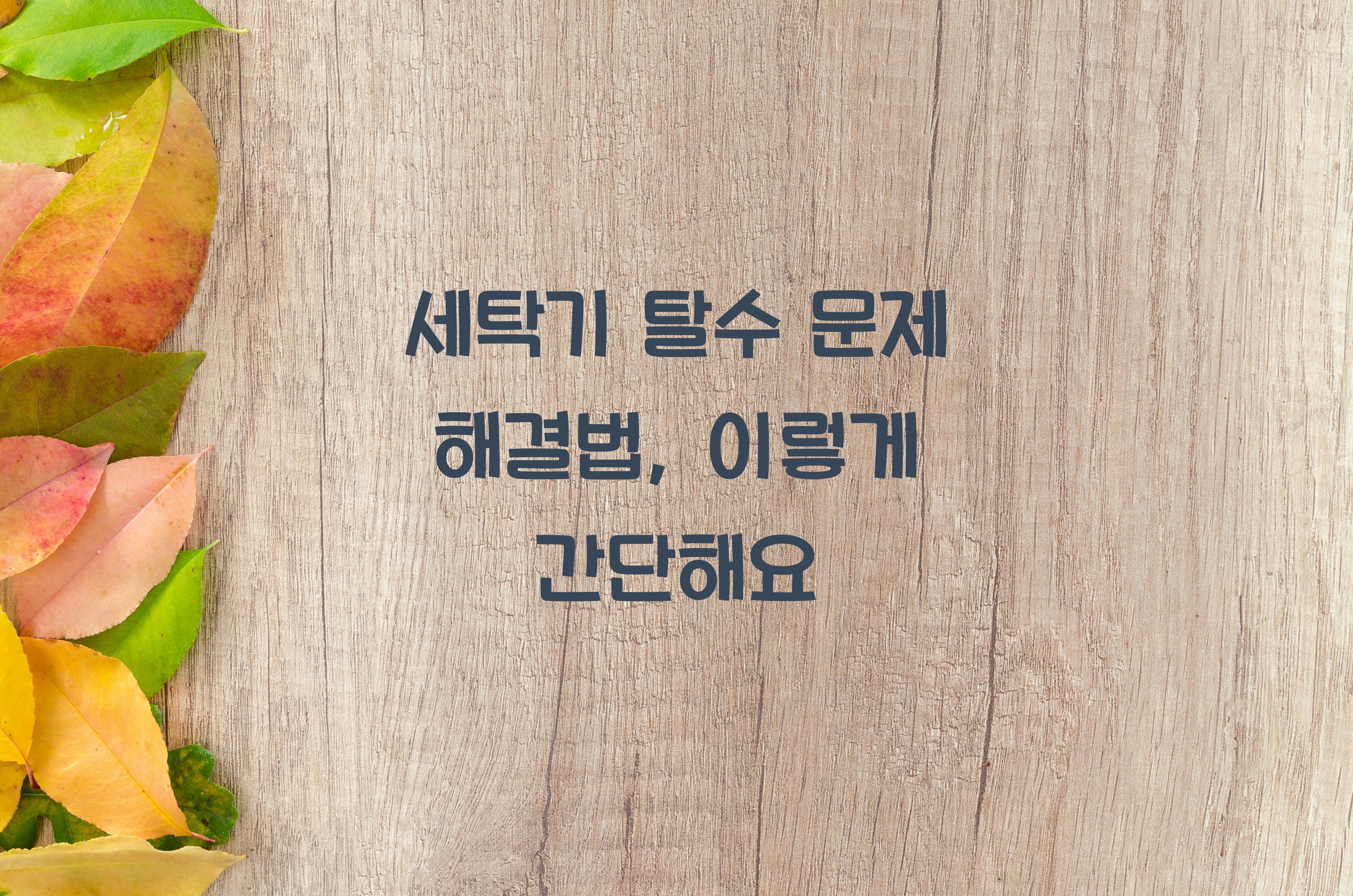 세탁기 탈수 문제 해결법