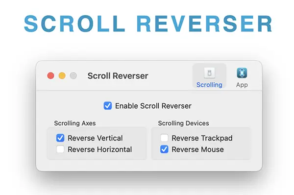 Scroll Reverser가 마우스 스크롤 반전을 적용하기에는 가장 간단하다.