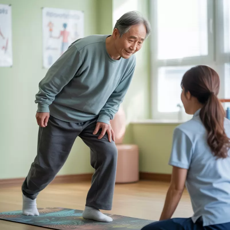 파킨슨병 운동치료 목적의 균형잡기 이미지