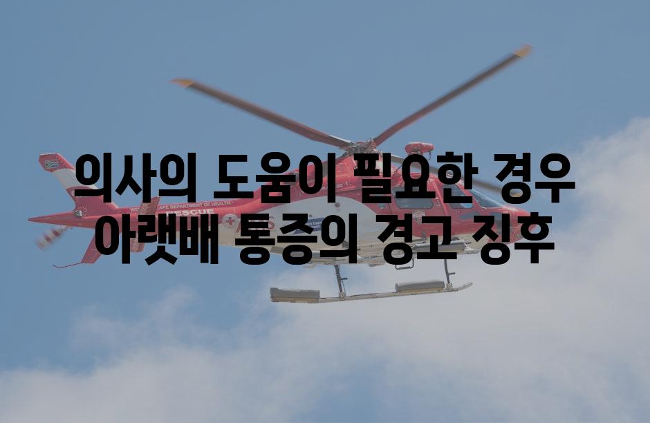 의사의 도움이 필요한 경우 아랫배 통증의 경고 징후