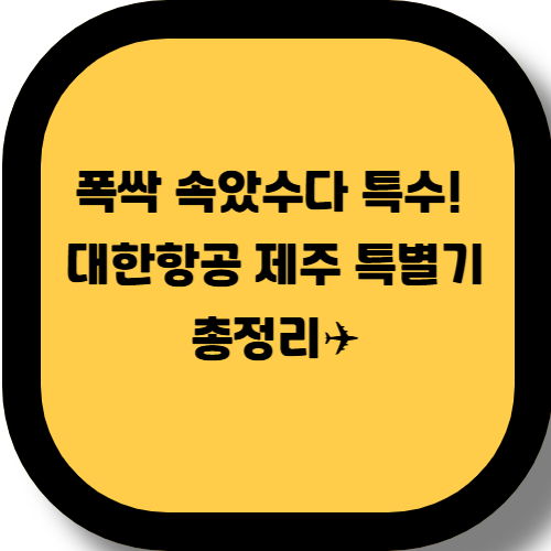 ✈️ 대한항공 제주노선 특별기 총정리
📺 <폭싹 속았수다> 열풍부터 예약 꿀팁까지