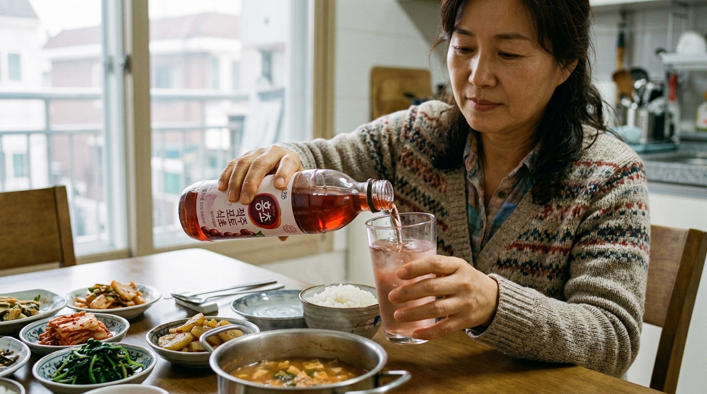 식전 레드와인비니거 희석 음료를 섭취하여 혈당 스파이크를 예방하는 다이어트 습관