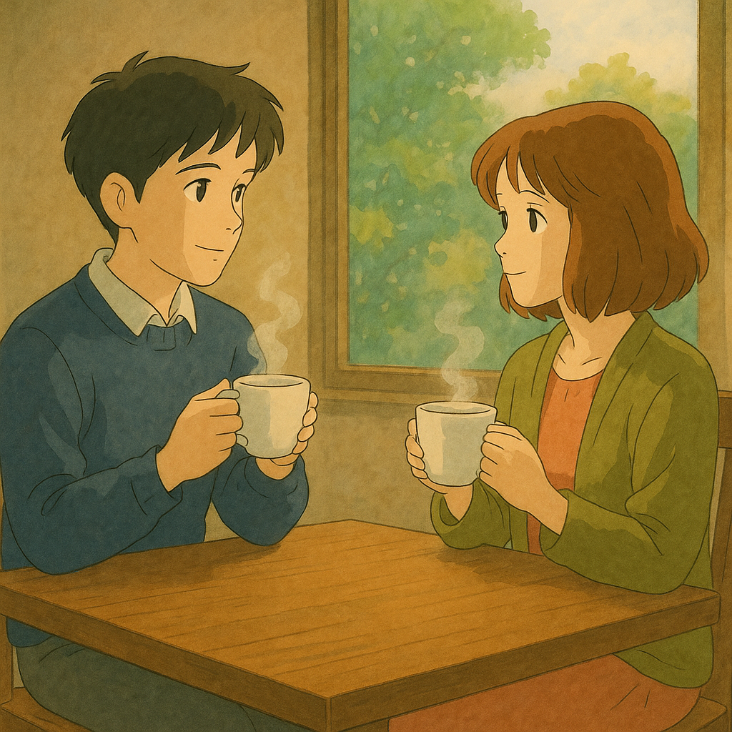 “조용한 거리감 속에서 우정을 나누는 장면 – 깊은만족의 Savor Balance”