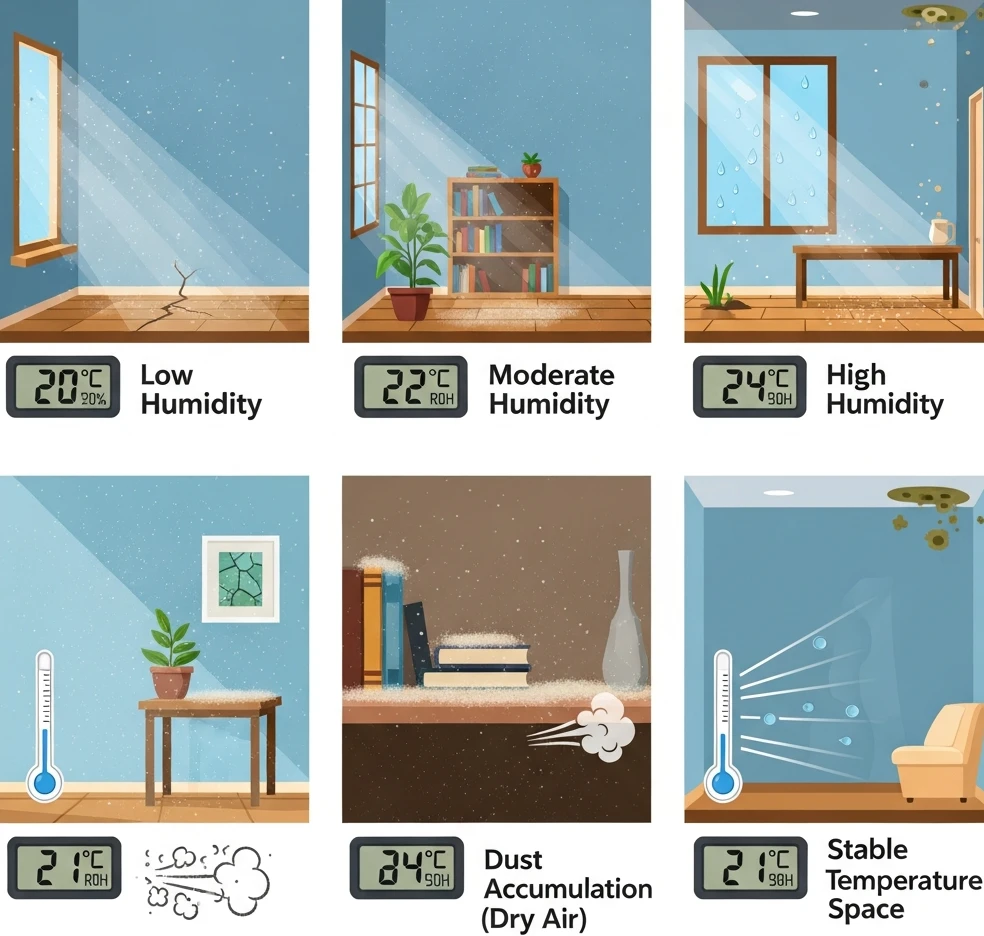 건조한 공기 속 먼지 움직임