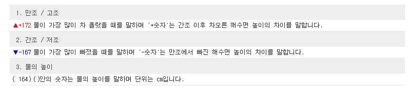 물때표 보는 방법(바다타임)