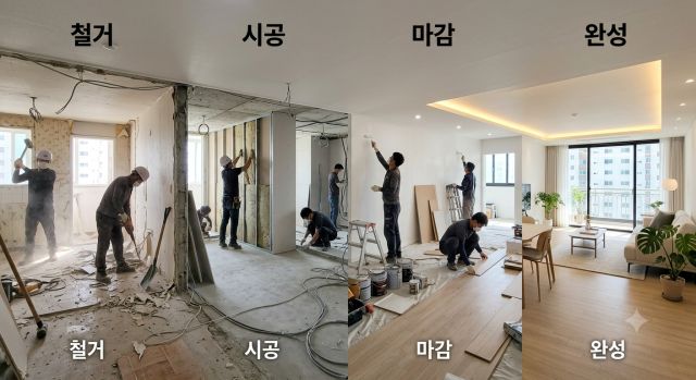 아파트 인테리어 순서 공정표 철거부터 설비 목공 타일 도배 바닥 가구 입주청소까지 공사 과정