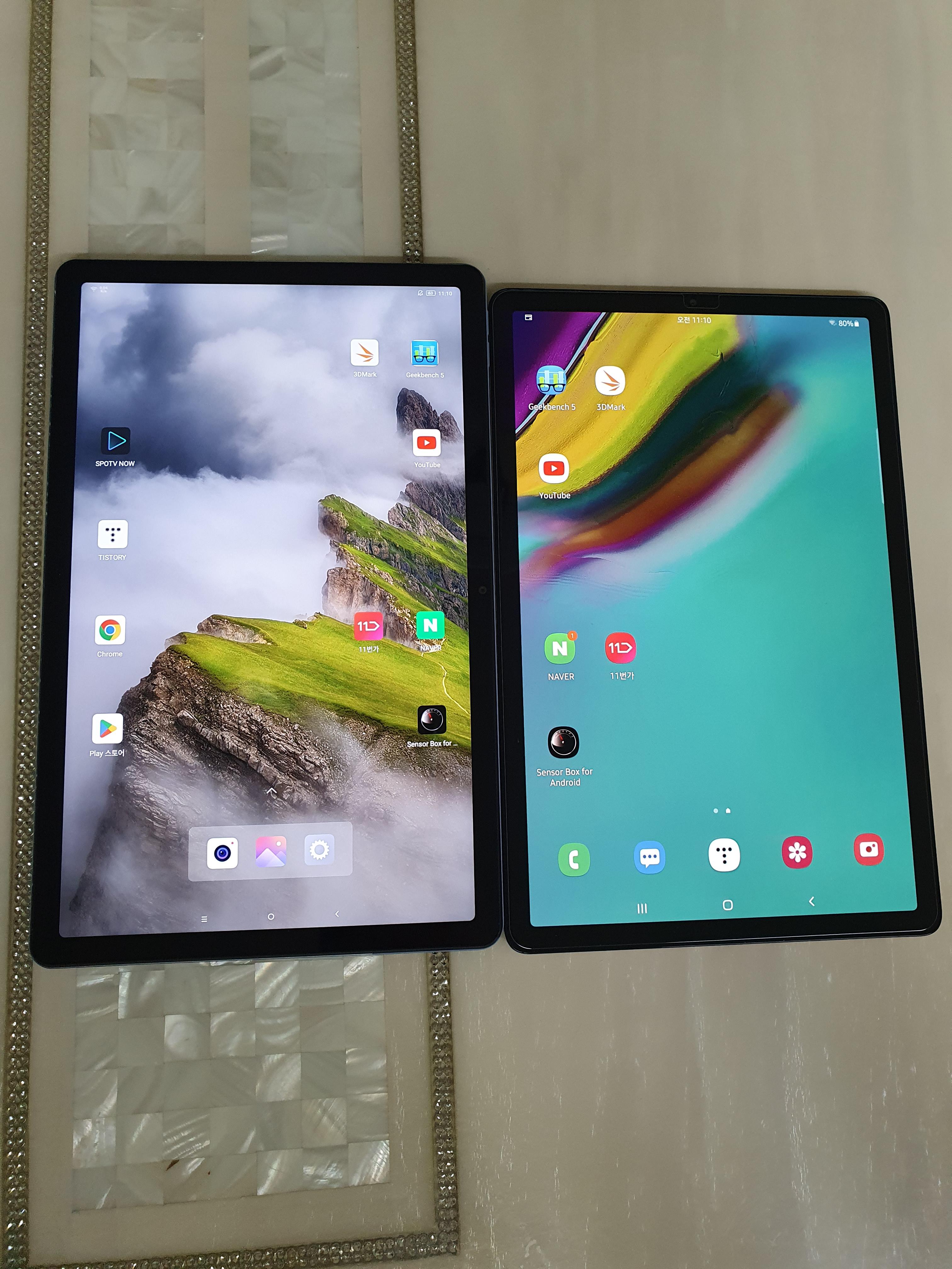 좌) P12 내수롬, 우) 갤탭S5e