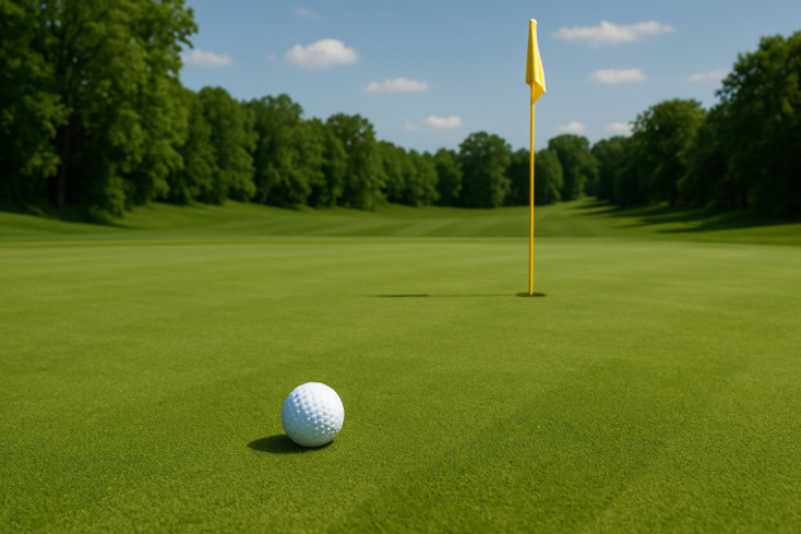 골프장 그린에 공이 있는 이미지