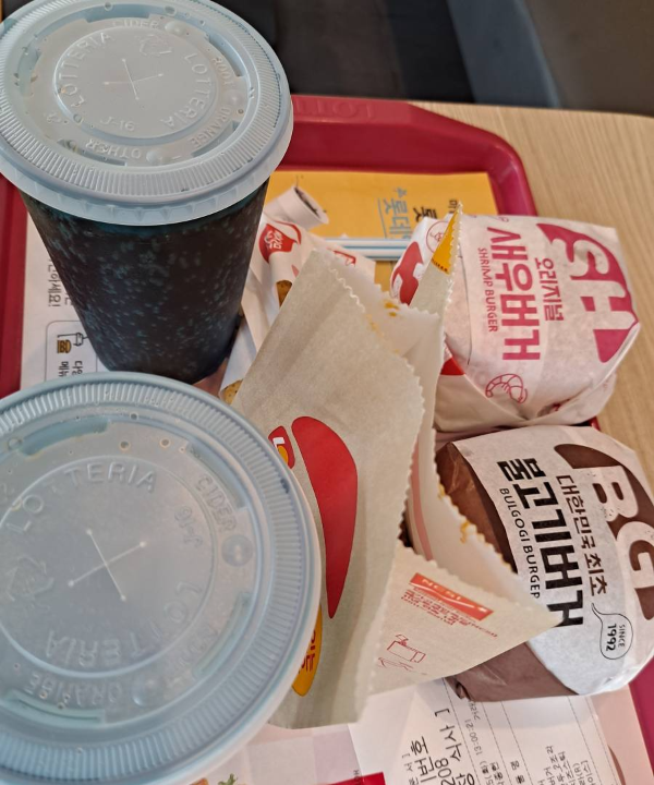 롯데리아 메뉴 항공샷