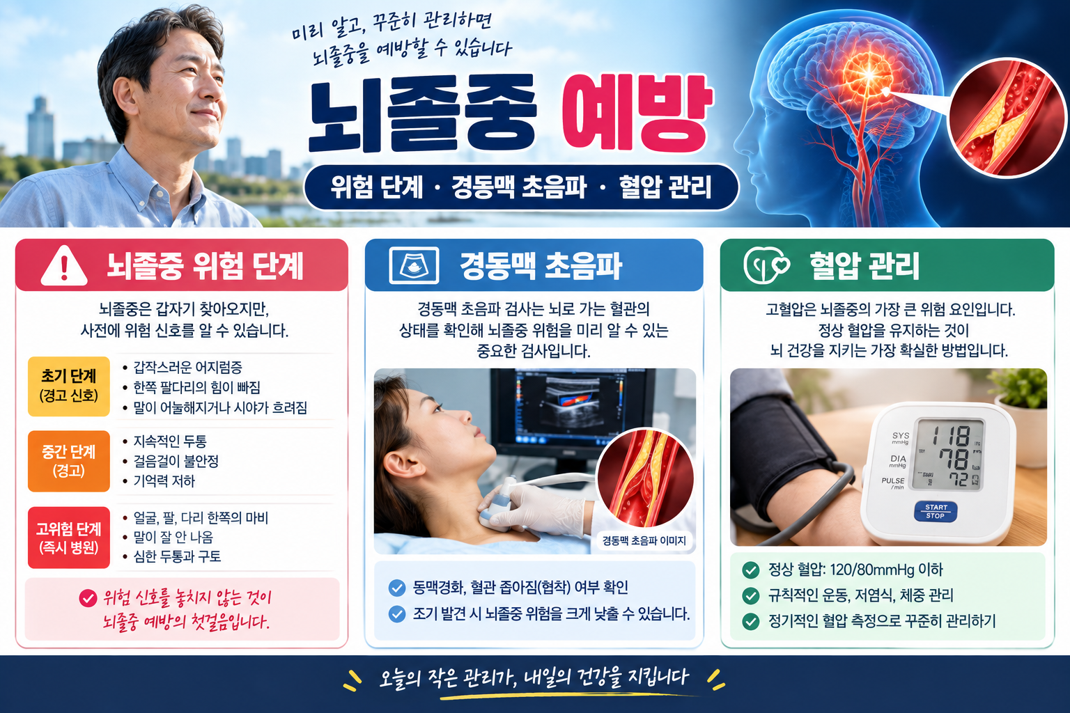 뇌졸중 예방 ( 위험단계,경동액 초음파. 혈압관리)