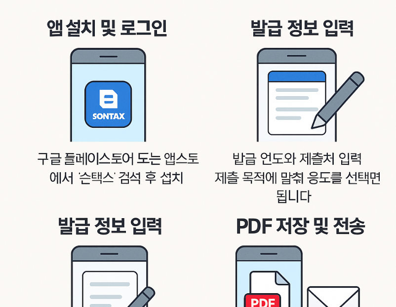 온라인 발급 방법: 손택스(모바일) 이용