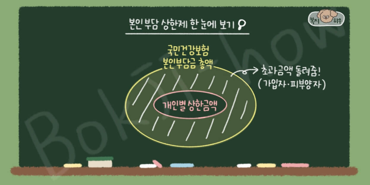 국민건강보험 본인부담상한제 제도는 개인 상한 금액에서 초과 금액을 가입자와 피부양자에게 돌려주는 정책이다.