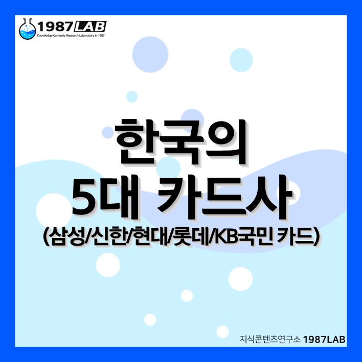 한국의 5대 카드사 (삼성/신한/현대/롯데/KB국민 카드)
