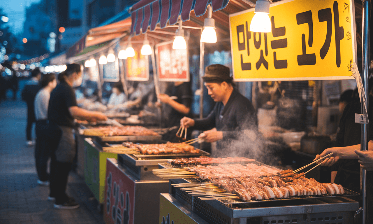 오산야맥축제-시장에서-음식을-만드는-모습