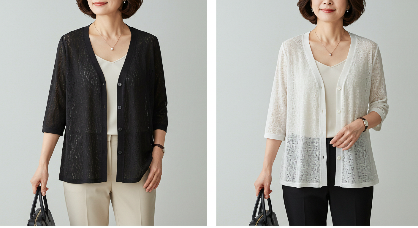 중년여성 봄 가디건