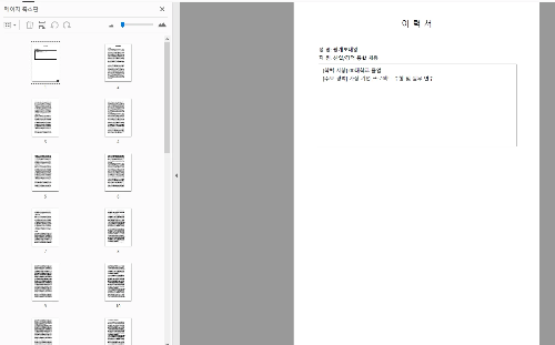 1페이지는 이력서, 2페이지부터는 자기소개서로 구성된 다중 페이지 지원서의 내부 미리보기 화면.